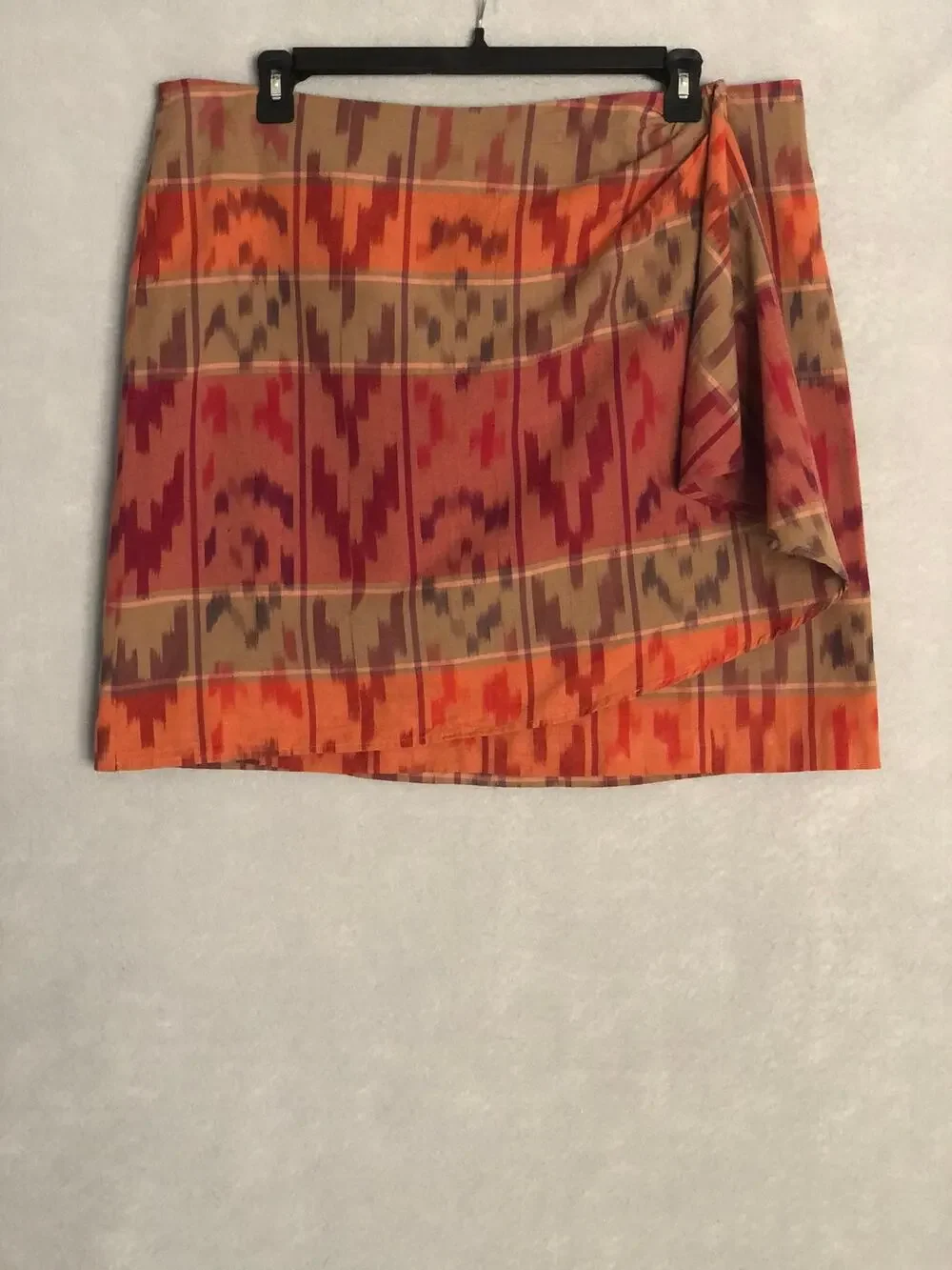 Lauren Ralph Lauren Wrap Skirt Geo-Motif Cotton-Linen Women's 16W NEW